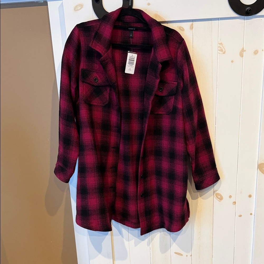 Torrid Plaid Women's Shacket - Red and Black